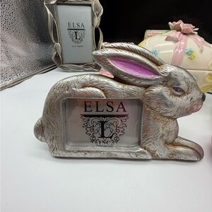 ELSA Silver Bunny Picture Frame with Pink Ear Accent